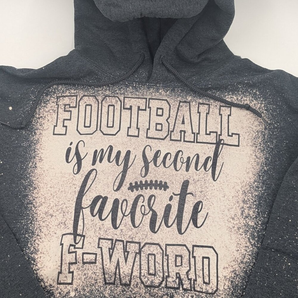 Gildan "Football is My Second Favorite F-Word" Women's Gray Blue Hoodie | Sz M
